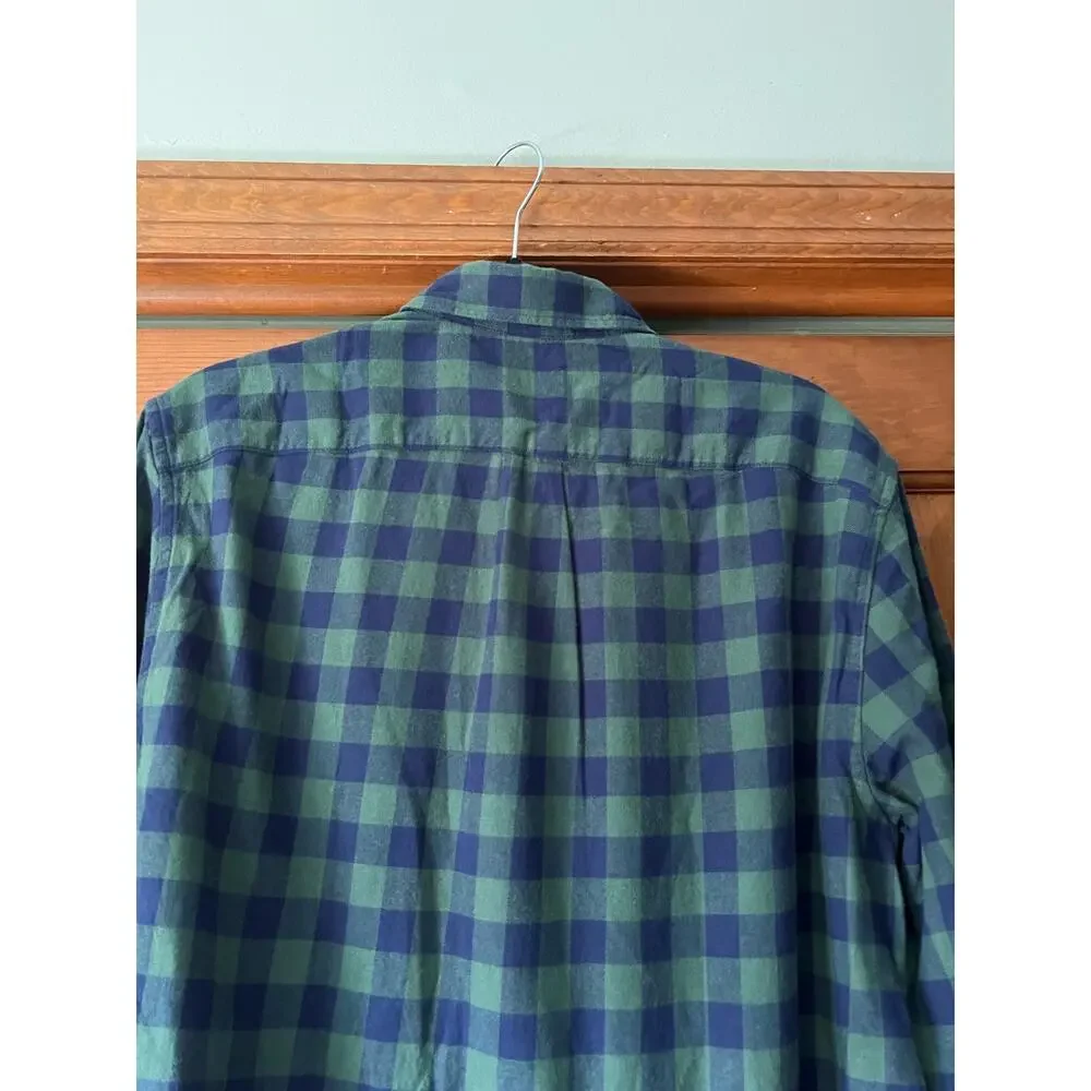 NWT J. Crew Men's Classic Plaid Flannel Shirt New Blackwatch Navy Green Size M